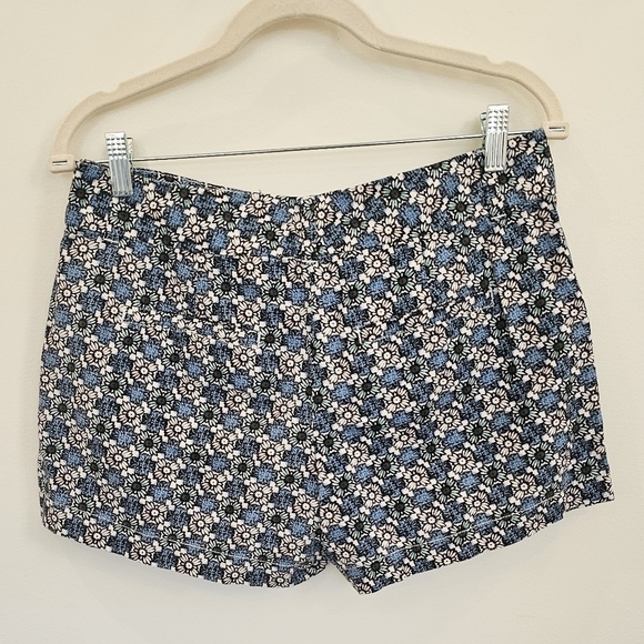 LOFT Blue Brown Mod Floral Print Linen Cotton Blend Riviera Shorts Size 2 - Picture 7 of 12